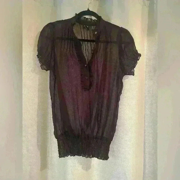 Women’s Purple See Through Vanity Blouse - Picture 1 of 6